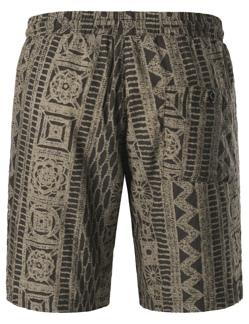Men's Casual Vintage Boho Breathable Cotton Brown Shorts