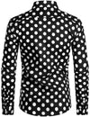 Men's Polka Dots Pocket Cotton Long Sleeve Shirt