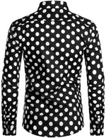 Men's Polka Dots Pocket Cotton Long Sleeve Shirt