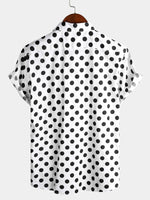 Men's Polka Dots Cotton Pocket Casual Short Sleeve Shirt