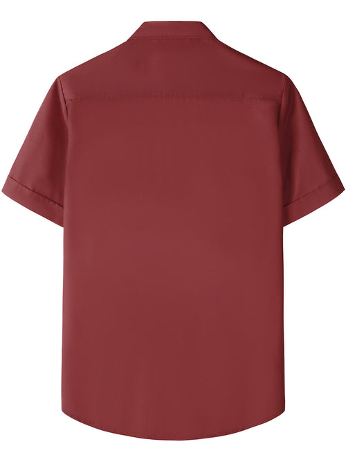 Men's 50s Rockabilly Style Retro Bowling Burgundy Button Up Short Sleeve Shirt