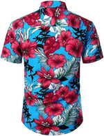 Men's Flower Casual Button Down Hawaiian Shirts&Shorts