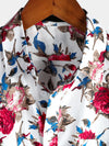 Men's White Floral Print Holiday Cotton Rose Shirt