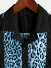 Men's Leopard Print Boling Casual Button Up Short Sleeve Hawaiian Summer Shirt