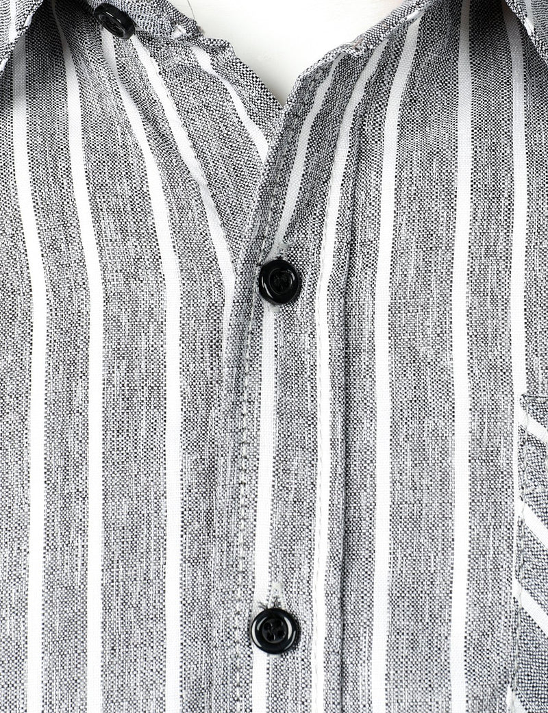 Men's Long Sleeve Classic Casual Cotton Striped Shirt