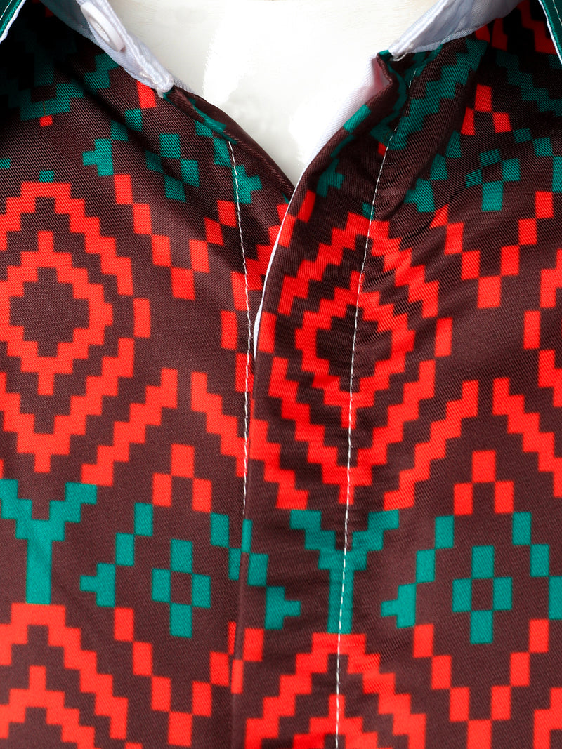 Men's Christmas Print Regular Fit Long Sleeve Shirt
