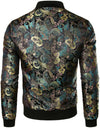 Men's Vintage Embroidered Satin Flight Bomber Jacket Coat