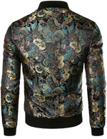 Men's Vintage Embroidered Satin Flight Bomber Jacket Coat