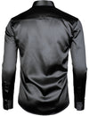 Mens Dress Shirt Silver Sequins Long Sleeve Button Down Disco Shirt Party Costume