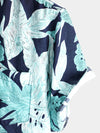 Men's Tropical Leaf Print Pocket Short Sleeve Shirt