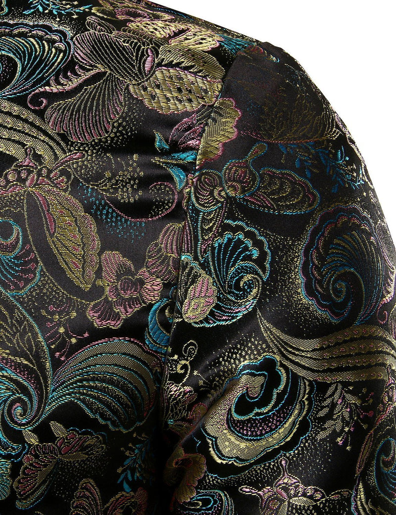 Men's Vintage Embroidered Satin Flight Bomber Jacket Coat