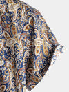 Men's Vintage Paisley Pocket Holiday Cotton Short Sleeve Shirt
