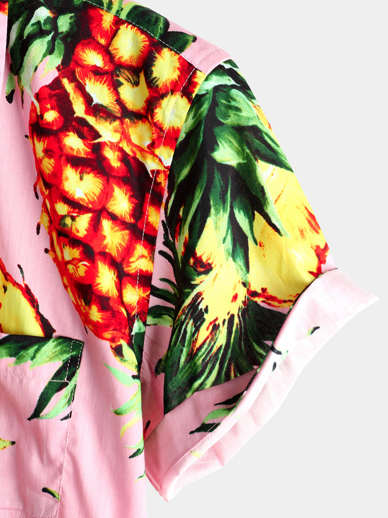 Men's Casual Pineapple Pattern Cotton Shirt