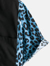 Men's Leopard Print Boling Casual Button Up Short Sleeve Hawaiian Summer Shirt