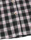 Men's Linen Plaid Pocket Cowboy Check Short Sleeve Black Button Up Western Shirt