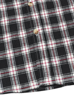 Men's Linen Plaid Pocket Cowboy Check Short Sleeve Black Button Up Western Shirt