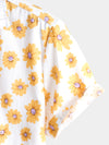 Men's Floral Daisy Print Tropical Hawaiian Cotton Flower Shirt