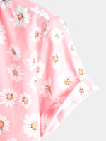 Men's Floral Daisy Print Tropical Hawaiian Cotton Flower Shirt