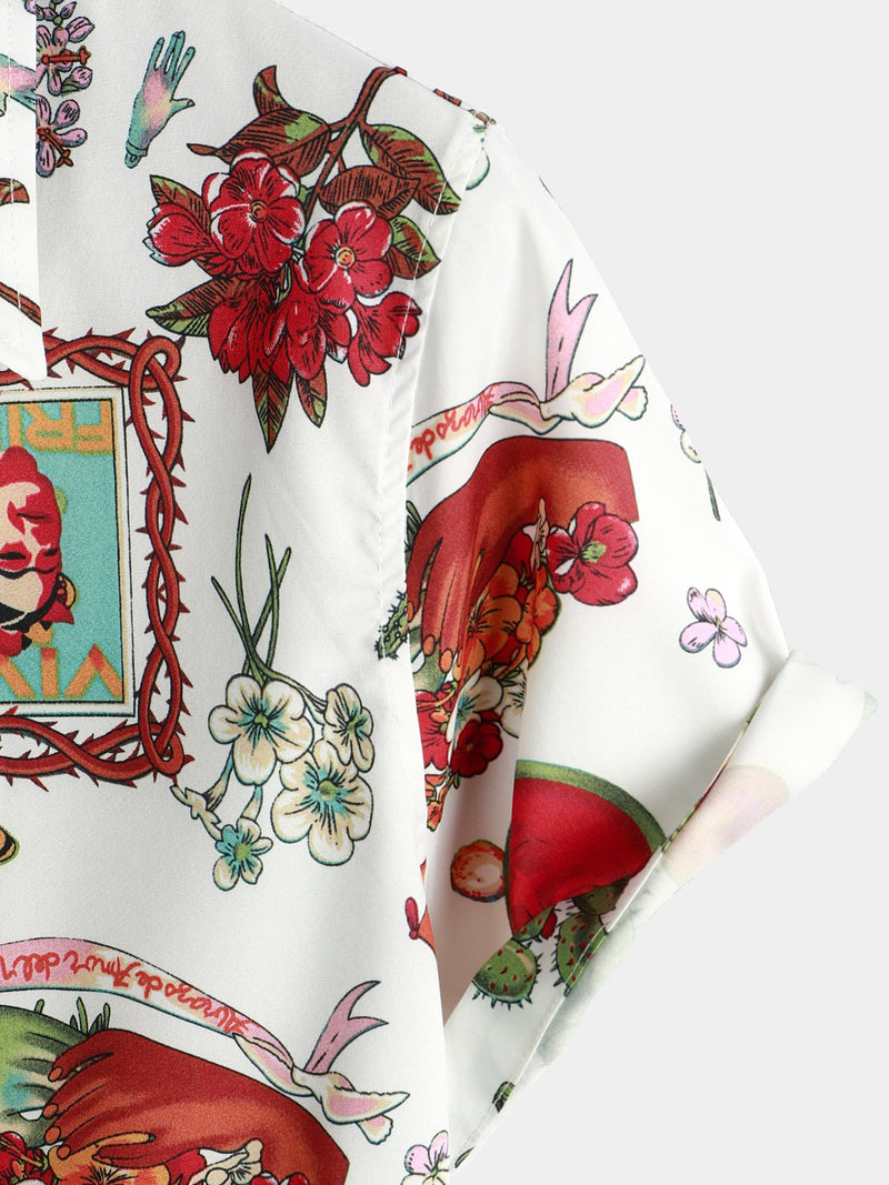 Men's Short Sleeve Floral Tropical Hawaiian Shirt