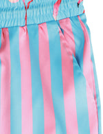 Men's Flamingo and Blue Striped Beach Animal Hawaiian Aloha Shorts