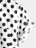 Men's Polka Dots Cotton Pocket Casual Short Sleeve Shirt