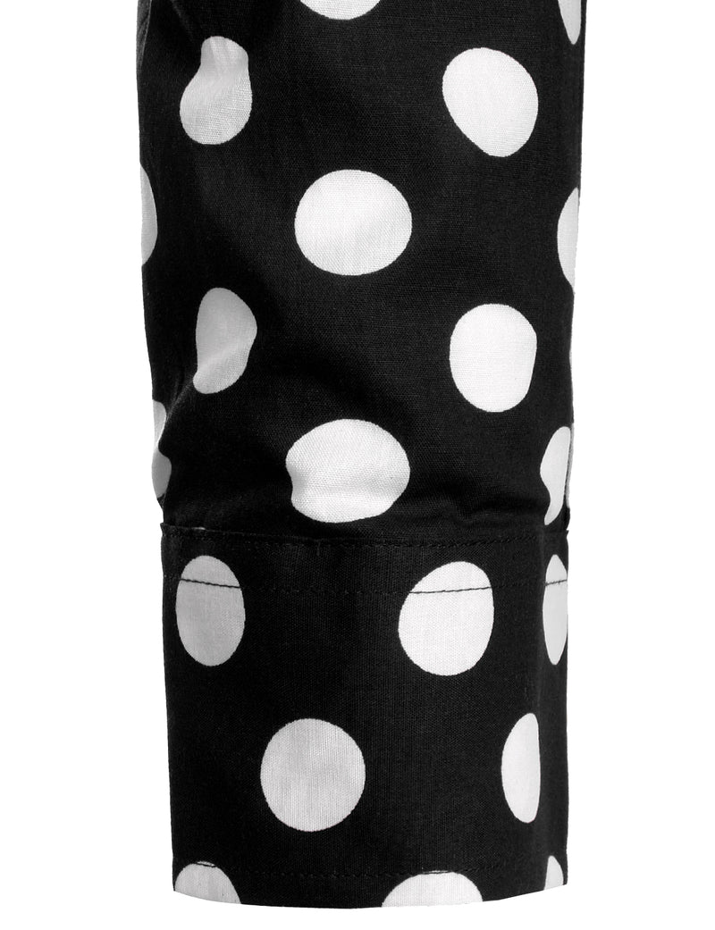 Men's Polka Dots Pocket Cotton Long Sleeve Shirt