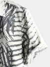 Men's Short Sleeve Striped Printed Retro Cotton Shirt