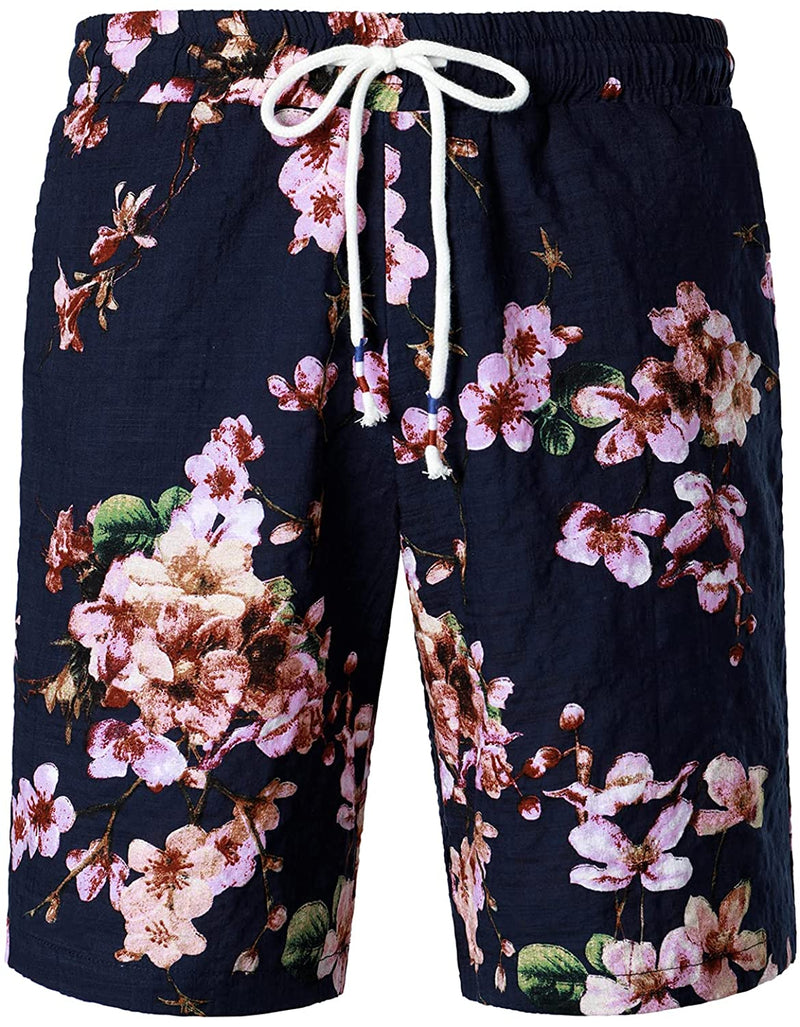 Men's Flower Print Hawaiian Shirt & Shorts Set