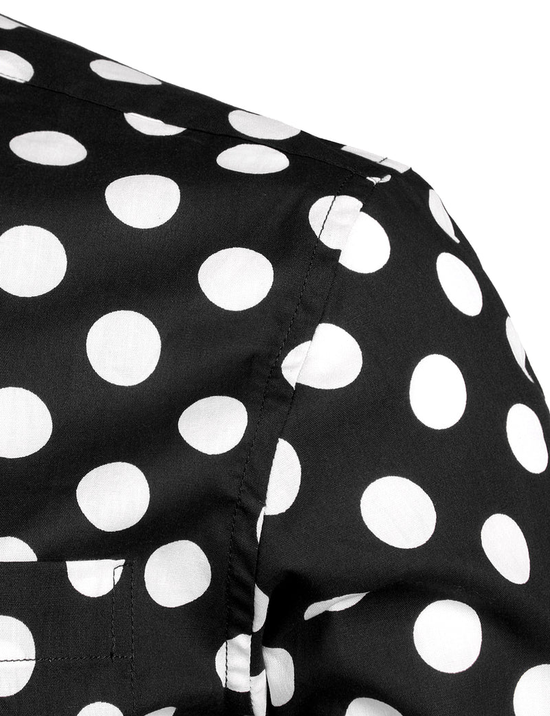Men's Polka Dots Pocket Cotton Long Sleeve Shirt