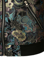 Men's Vintage Embroidered Satin Flight Bomber Jacket Coat