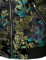 Men's Vintage Embroidered Satin Flight Bomber Jacket Coat