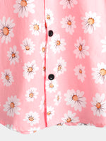 Men's Floral Daisy Print Tropical Hawaiian Cotton Flower Shirt