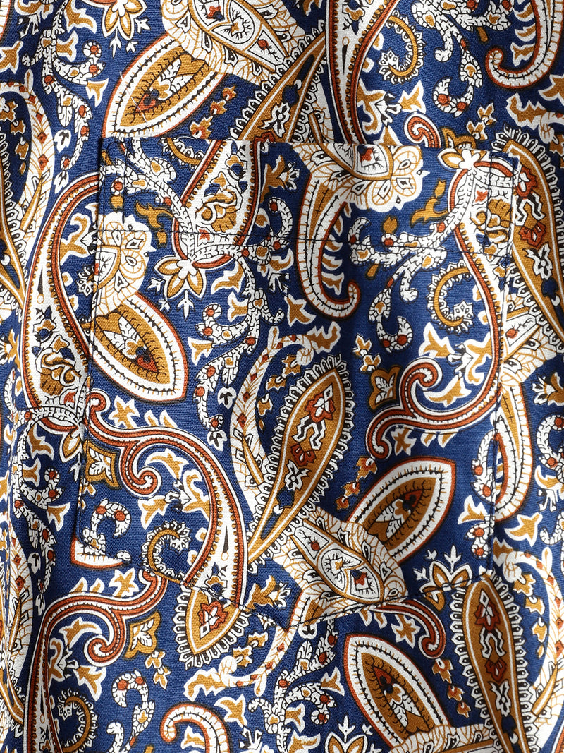 Men's Vintage Paisley Pocket Holiday Cotton Short Sleeve Shirt