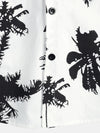 Men's Tropical Palm Tree Print Cotton White Hawaiian Short Sleeve Summer Beach Cruise Camp Shirt