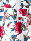 Men's White Floral Print Holiday Cotton Rose Shirt