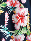 Men's Dark Blue Floral Holiday Short Sleeve Cotton Shirt