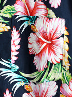 Men's Dark Blue Floral Holiday Short Sleeve Cotton Shirt