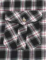 Men's Linen Plaid Pocket Cowboy Check Short Sleeve Black Button Up Western Shirt