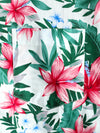 Men's White Tropical Floral Pocket Holiday Cotton Shirt