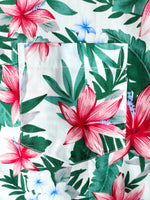 Men's White Tropical Floral Pocket Holiday Cotton Shirt