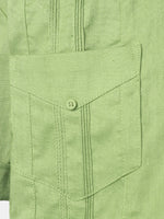 Men’s Pocket Linen Cuban Guayabera Summer Camp Button Up Short Sleeve Casual Shirt
