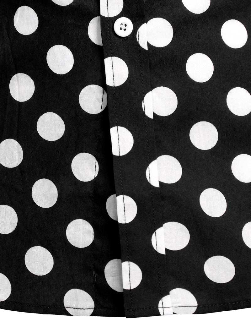 Men's Polka Dots Pocket Cotton Long Sleeve Shirt