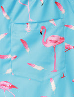 Men's Flamingo and Blue Striped Beach Animal Hawaiian Aloha Shorts