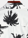 Men's Tropical Palm Tree Print Cotton White Hawaiian Short Sleeve Summer Beach Cruise Camp Shirt