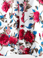 Men's White Floral Print Holiday Cotton Rose Shirt