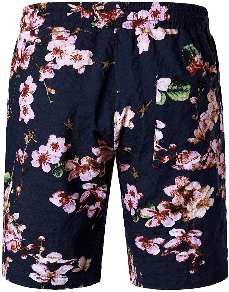 Men's Flower Print Hawaiian Shirt & Shorts Set