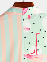 Men's Pineapple & Striped Print Holiday Short Sleeve Shirt