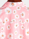 Men's Floral Daisy Print Tropical Hawaiian Cotton Flower Shirt