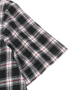 Men's Linen Plaid Pocket Cowboy Check Short Sleeve Black Button Up Western Shirt