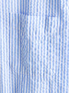 Men's Striped Cotton Blue Summer Button Up Cuban Collar Camp Short Sleeve Beach Shirt